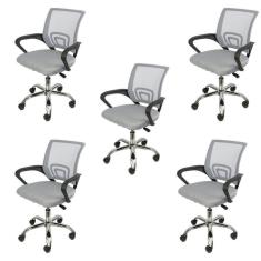 Kit 5 Cadeiras para Escritório Diretor Tela Mesh Tok 3310 Or Design Cinza