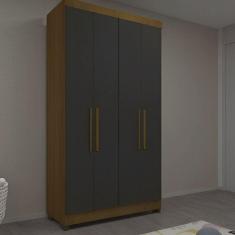 Guarda Roupa Eucamoveis Genova 4 Portas 2 Gavetas Freijo/nero