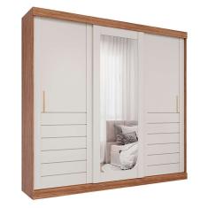 guarda-roupa casal com espelho cecília sem pés 3 pt 6 gv cinamomo e off white