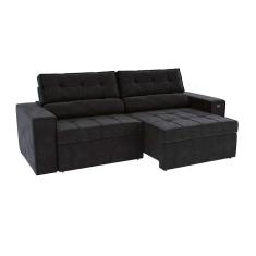 sofá 4 lugares retrátil e reclinável lanus veludo preto 250 cm