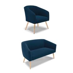 Kit 1 Sofá Namoradeira e 1 Poltrona Stella Bouclê Pés Palito Natural - D`Rossi