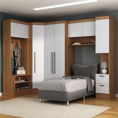 Guarda-roupa Modulado Viena 7 Portas 2 Gavetas5 Peças Espresso Móveis Nogal/Branco