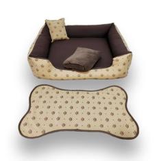 cama G cama pra cachorro 70x70cm cama pet até 15kg +tapete e manta - g
