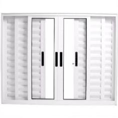 Janela Veneziana 6 Folhas Alumínio Branco 1.00 x 1.20 Linha 25 - DC