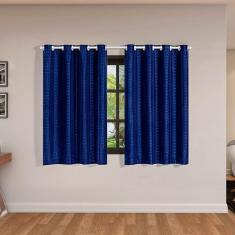Cortina Blackout Pvc Com Tecido Voil Xadrez 2,00 M X 1,40 M - Marinho