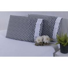 Jogo Lençol 3 Peças Cama Viúva Percal 150 Fios Estampa chevron G - MIG