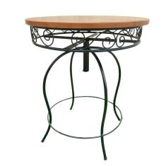 Mesa Redonda Em Ferro E Madeira 70cm Modelo Bolinha Sudeste Rústico