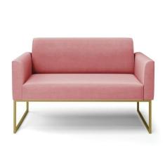 Sofá Namoradeira Base Industrial Dourado Marisa Suede Rosê D03 - D'ros
