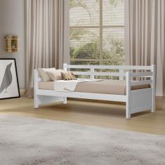 Sofá Cama Vintage Enjoy Mona Em Madeira Rústica Branco Acompanha Nicho - Branco