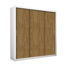Guarda Roupa Roupeiro Clarice 3 Portas De Correr 4 Gavetas Carioca Branco Cinamomo
