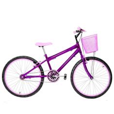 Bicicleta Infantil Feminina Aro 24 Alumínio Violeta E Rosa