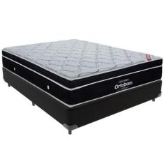 Cama Box Preto E Colchão Elegant Molas Ensacadas Casal Ortobom