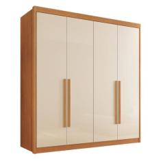 Guarda Roupa Casal 100% MDF 4 Portas e 4 Gavetas Bergamo Cinamomo/Off 
