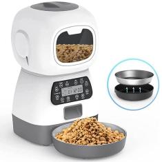 Comedouro Programavel automatico Raçao Pet Gato Cachorro Horario Porçoes Comida Bichos Cao Petshop Viagem Passeio