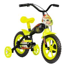 TK3 Track Bicicleta Infantil Aro 12 Trackula PA Preto e Amarelo Neon