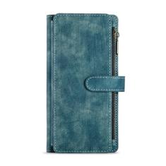 HAO RIYLN Capa carteira para iPhone 16 Pro Max/16 Pro/16 Plus/16 Plus/16, capa de couro flip retrô de alta qualidade com espaço grande com zíper e compartimentos para cartões, capa de telefone com