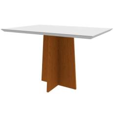 Mesa De Jantar Para 4 Lugares 1,20m Tampo De Madeira Com Vidro Colado 