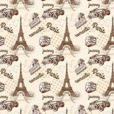 Papel Parede Paris Romântica Torre Eiffel Carro Bolo Viagem - LRP