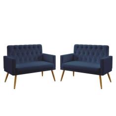 Kit 2 Poltronas Namoradeiras Decorativas Vega Com Rodapé E Botões Capi