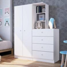 Guarda Roupa Infantil 2 Portas Cômoda 4 Gavetas Montessoriano Meu Fofi