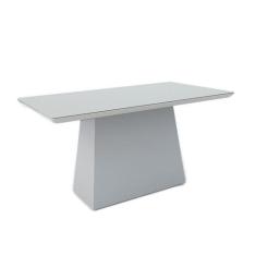 Mesa de Jantar Retangular com Tampo de Vidro Bárbara Off White 160 cm 