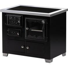 Fogão a Lenha Romano Esquerdo Chapa Vitro Preto HMD