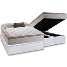 Cama Box Baú King: Colchão Molas Herval Masterpocket Inspiracion + Base Crc Courano White(193X203)