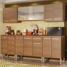 Cozinha Completa Madesa Emilly Wind com Balcão e Armário Aéreo, Rustic