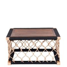 Mesa De Centro Com Tampo De Madeira Em Alumínio Bronze