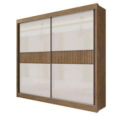 Guarda Roupa Casal 2 Portas 6 Gavetas Cancun Ripado Ipê Off White -D` Doro