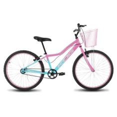 Bicicleta Infantil Feminina Aro 24 KOG Alumínio Com Cestinha, Azul deg