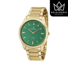 Relógio Champion Masculino Dourado / Verde Slim Cn21050G