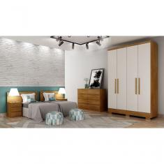 Guarda Roupa Solteiro Com Pés 4 Portas 2 Gavetas Veneza-cumaru-fendi Móveis Novo Horizonte