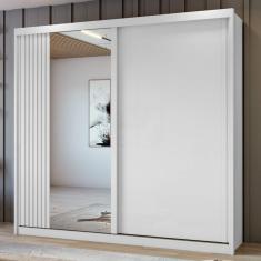 Guarda Roupa Casal com Espelho 2 Portas 4 Gavetas Velaris Móveis Lopas Branco