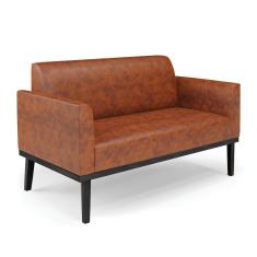 Sofá Namoradeira com Poltrona Base de Madeira Fixa Preto Marisa Corano Nozes D03 - D`Rossi