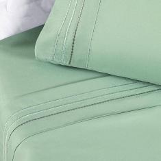 Jogo De Lençol Casal Yara Bordado 4 Peças Verde
