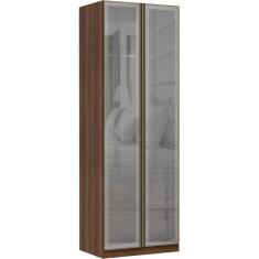 Guarda Roupa Solteiro 2 Portas Alumínio Inox com Vidro Reflecta Prata 80 cm Prime Luciane Móveis