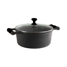 Caçarola Ferro Alça Silicone Preto Tampa Vidro 9,8 lts 32cm - Libaneza