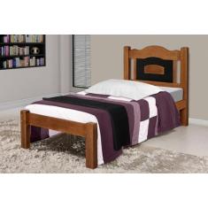 Cama de Solteiro Paris de Madeira Maciça Tauari - Cor Castanho/Preto -