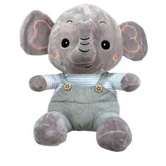 Elefante de Pelúcia Cinza 29cm  Macio e Lavável - Fizzy Toys