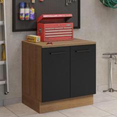 Balcão Multiuso 80cm 2 Portas Rustic/preto Madesa