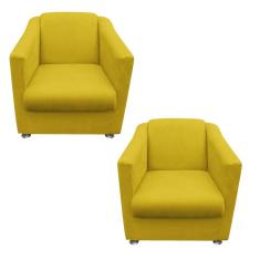 Kit 02 Poltronas Decorativa Bia Corano Amarelo