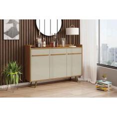 Aparador Buffet Quartzo em Madeira Marrom Claro 3 Portas Móveis Bechar