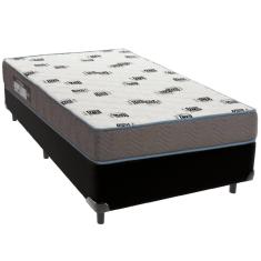 Cama Box Preto e Colchão Light Espuma D33 Solteiro Ortobom