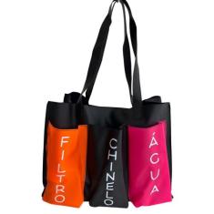 Bolsa Praia Silicone 3 Bolsos - Lorena Rodriguez, Preto