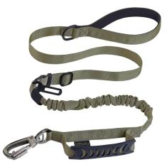 Hotsky Coleira tática para cães resistentes para cães médios e grandes, correia elástica forte com absorção de choque, trelas acolchoadas para cães militares de alça dupla com cinto de segurança de