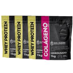 Kit: Whey Protein Concentrado 3Kg + Colágeno Hidrolisado 1Kg - 100% Importado - Soldiers Nutrition-Unissex