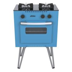 Fogão Portátil Venax Mini Cook 2 Bocas a Gas Azul