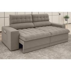 Sofá Daytona 2,50m Assento Retrátil e Reclinável Velosuede Bege - netsofas