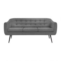 Sofá Decorativo 3 Lugares Pés Palito Cuddle Linho Cinza - Gran Belo